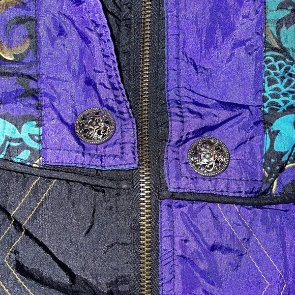 Vintage 90s Sports Accent Lined Floral Windbreaker Zip Jacket Womens Size Large - Picture 5 of 12